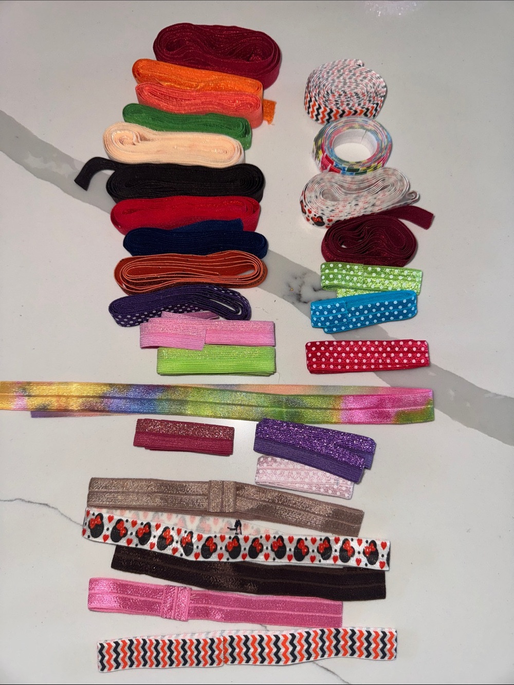 Assorted Colorful fold over Elastic